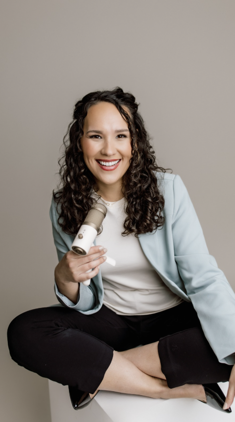 Woman holding microphone